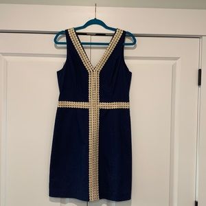 Navy Blue and Gold Lilly Dress